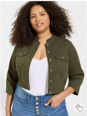 torrid Olive Cropped Utility Jacket